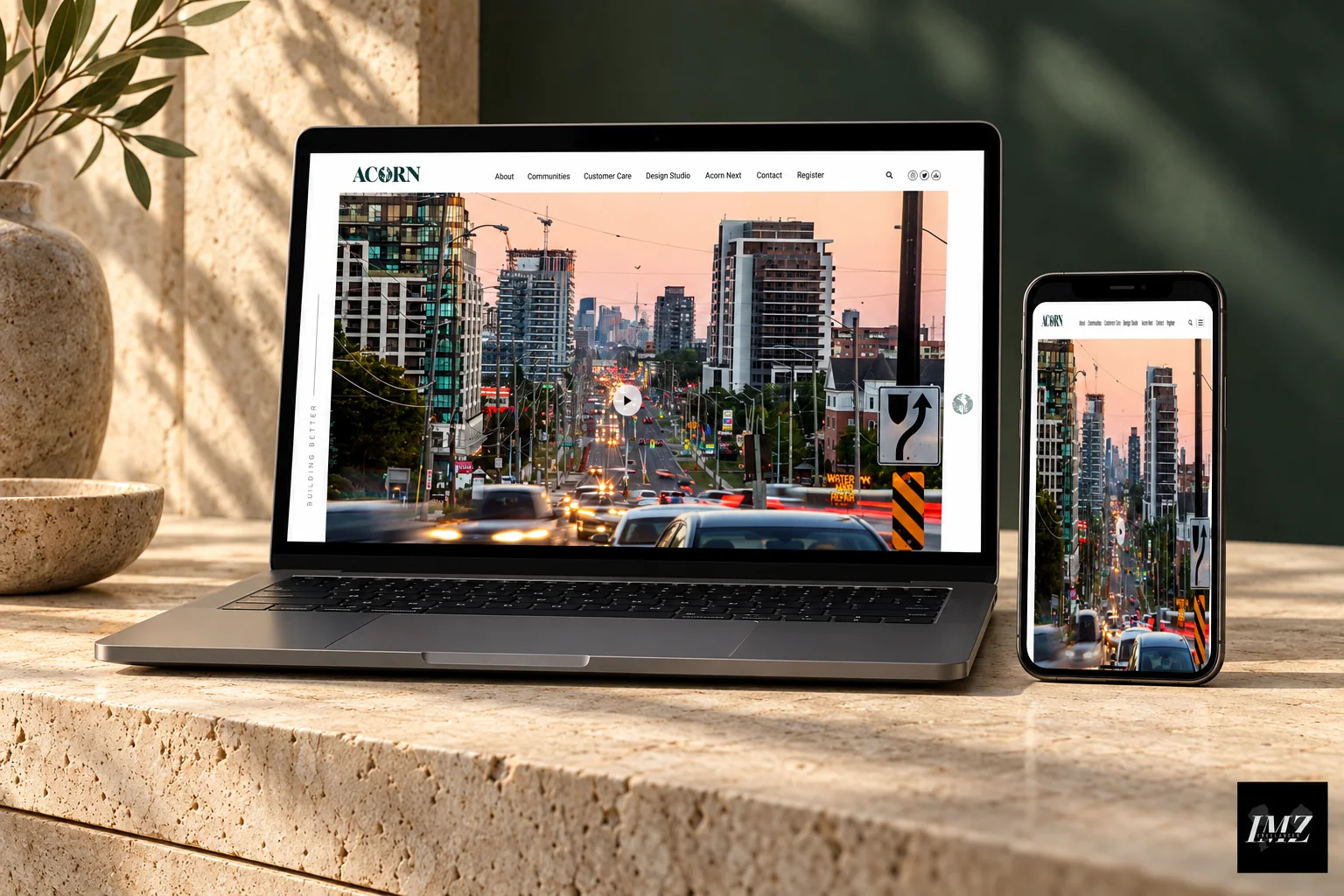 ACORN — website studio presentation on laptop and phone