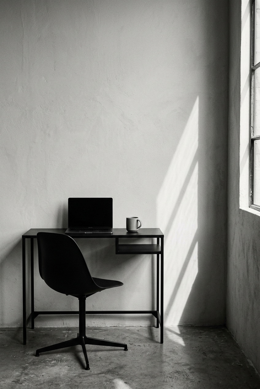 Minimal studio workspace of a Toronto web designer