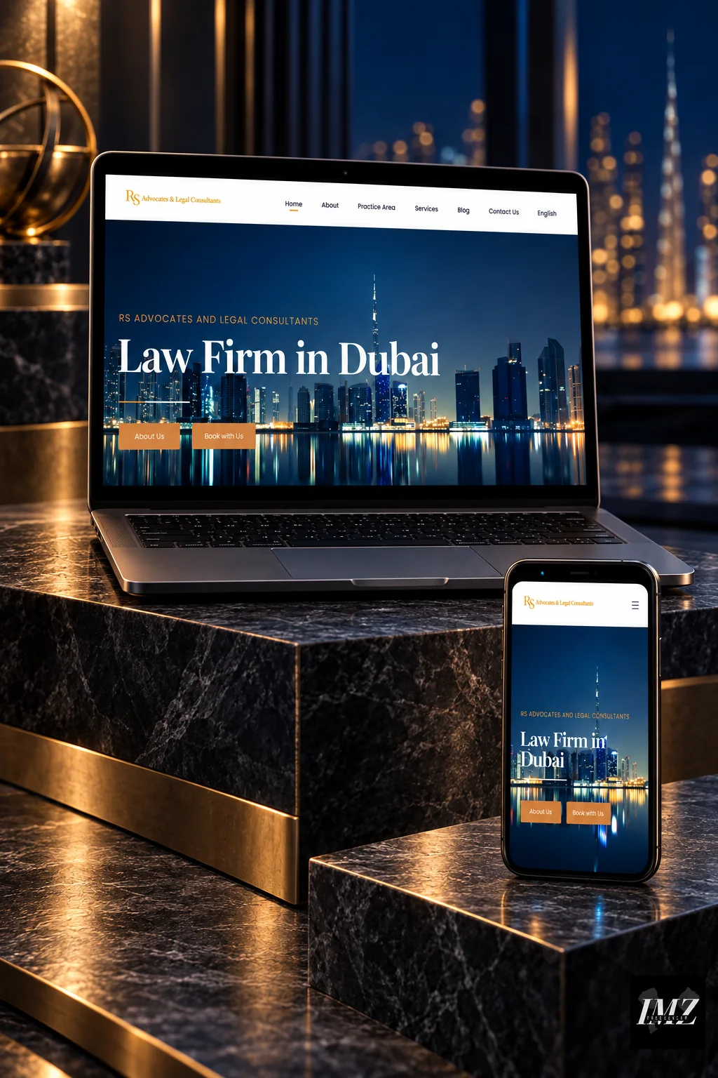 RS Law — website studio presentation on laptop and phone