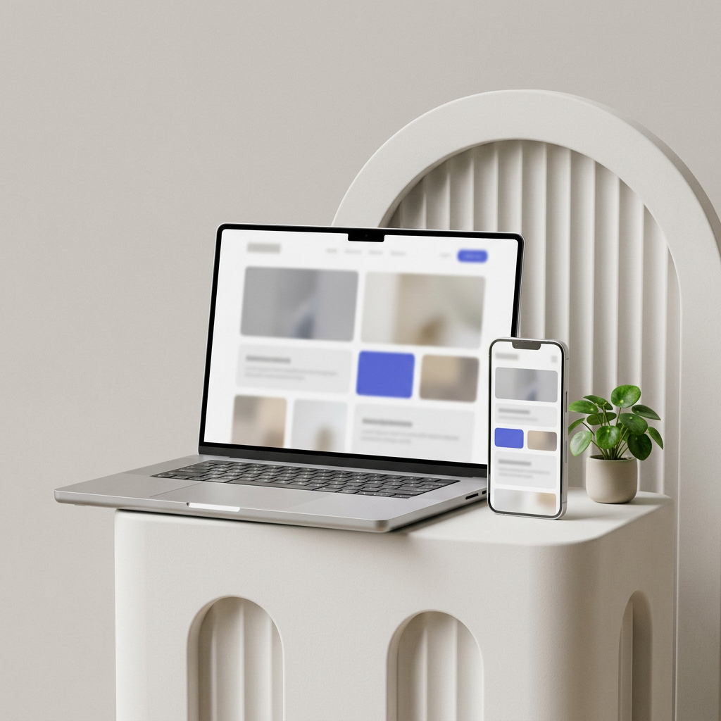 3D mockup of a laptop and smartphone showing a WordPress website
